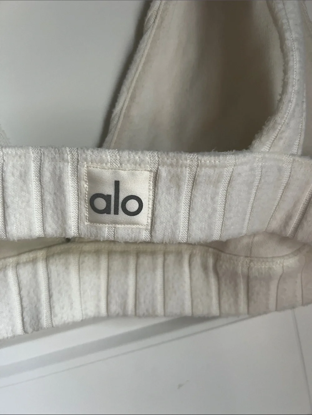 No size tag ALO Yoga Cream Terry Bralette with Ribbed Band